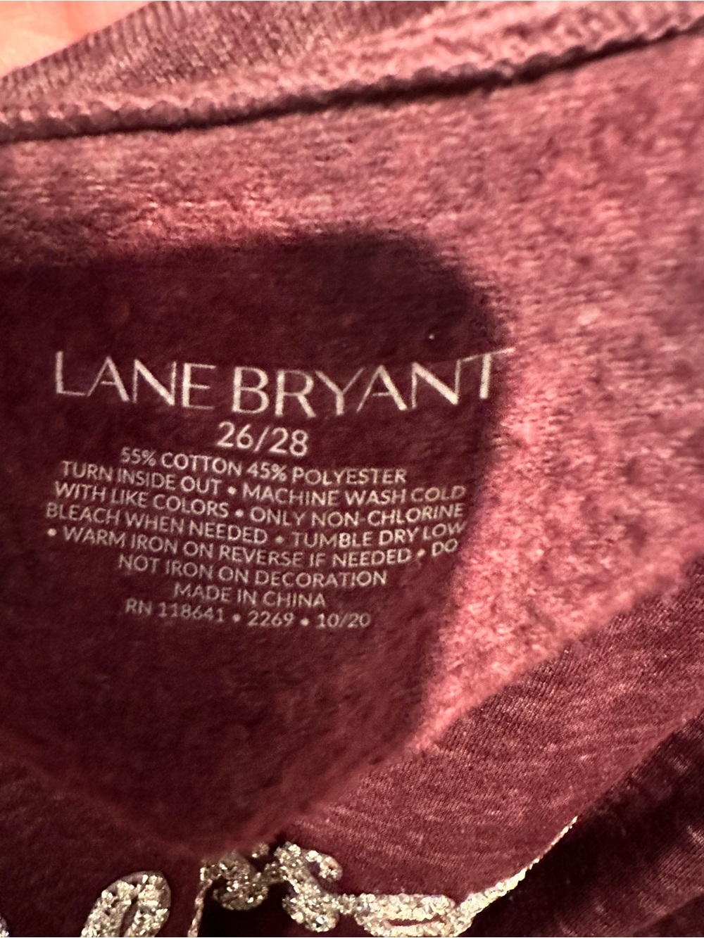 26/28 Lane Bryant Women's Blessed purple Sweatshirt distressed look - Picture 3 of 6